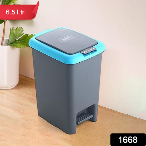 Plastic Push N Pedal Dust Bin | Hands-Free Operation, Compact Design, Unbreakable Plastic | Ideal for Kitchen, Office & Bathroom Use 6.5 Litres (1 Pc / Mix Color) Description :- Keep your surroundings clean and clutter-free with this 6.5 Litre Push N Peda